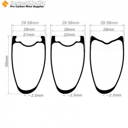 [ULTRALIGHT] 700C 50x28mm  Asymetric Carbon Tubeless Hooked/Hookless / Tubular Road Bike Rim